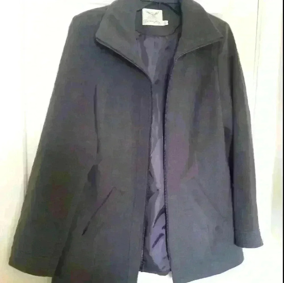 Small Gray Faded glory wool coat, length 28" and P2P length is 19" - Picture 2 of 12